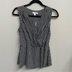 Geo Peplum Faux Wrap Lightweight Sleeveless Blouse - Size M